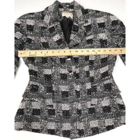 VTG ALBERTO MAKALI Womens SIZE 6 Black/White Tweed  JACKET Jewels Buttons *Flaw* - Picture 3 of 9